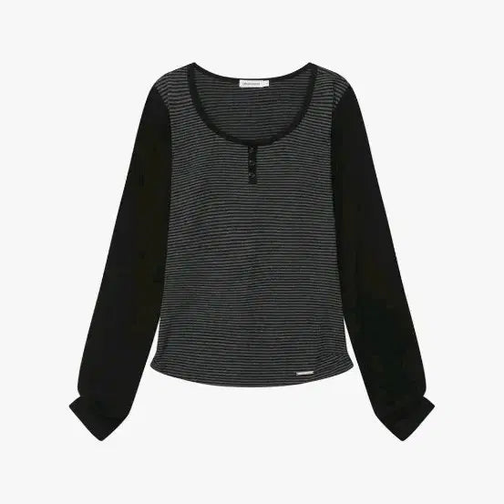[BUNJANG] Miseki Seoul Henley Neck Long Sleeves Stripe Top / 미세키 서울 Henley neck long sleeves STRIPE 2