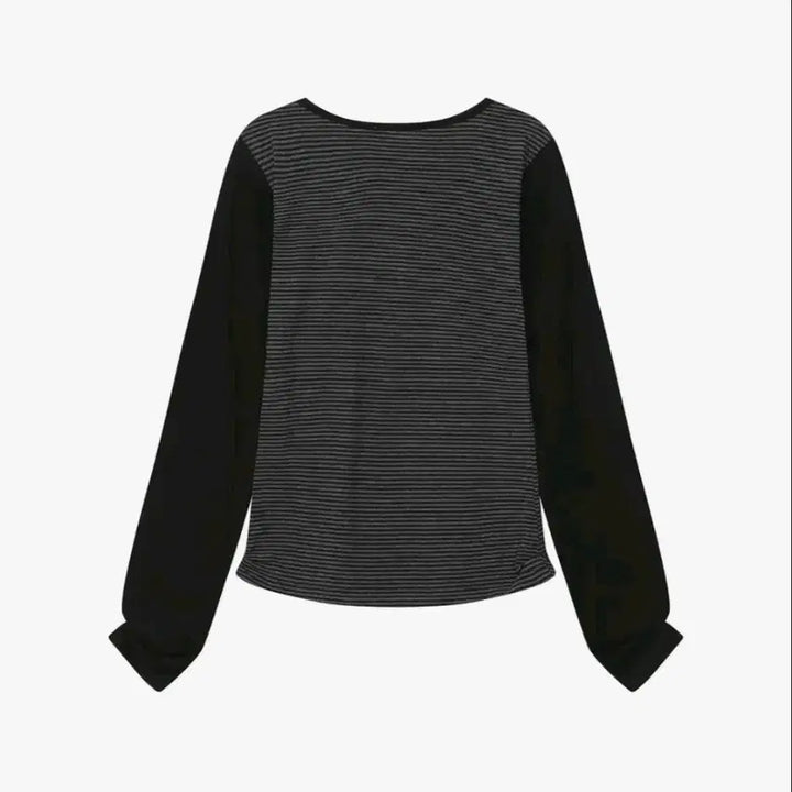[BUNJANG] Miseki Seoul Henley Neck Long Sleeves Stripe Top / 미세키 서울 Henley neck long sleeves STRIPE 2