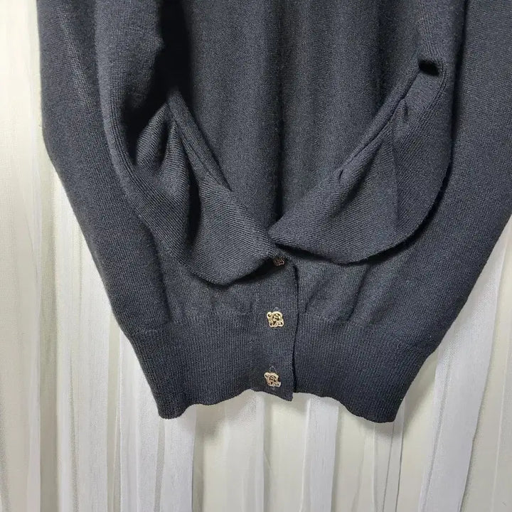 [BUNJANG] RENEEVON Black Floral Button Short Sleeve Cardigan / 레니본 RENEEVON 블랙 꽃단추 반팔 모 가디건