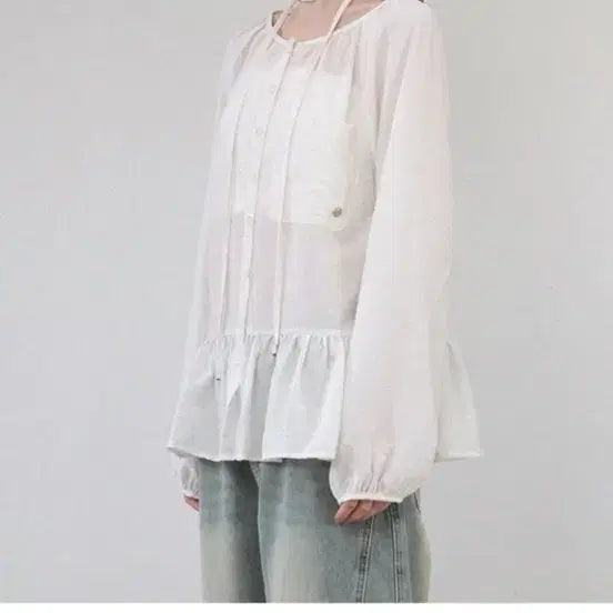 [BUNJANG] Mikene Tie Blouse White / 미케네 타이 블라우스 화이트