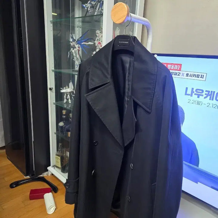 [BUNJANG] Allegri Oversized Half Trench Coat Black Size 50 / 알레그리 오버핏 트렌치 하프 코트 블랙 50