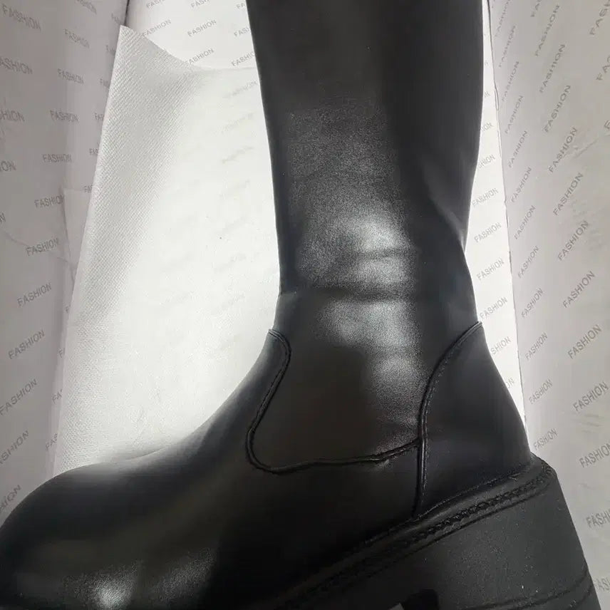 [BUNJANG] Black Leather Boots / 롱부츠
