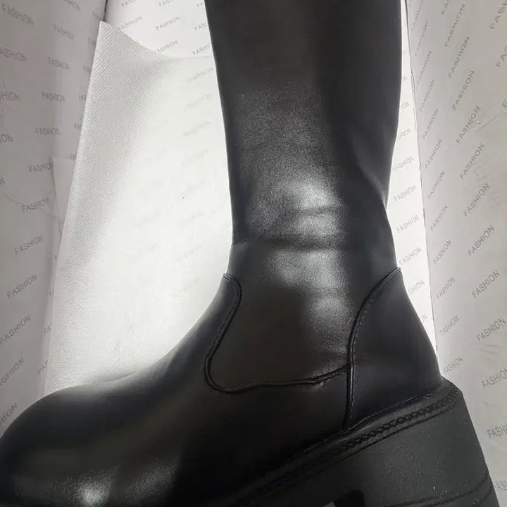 [BUNJANG] Black Leather Boots / 롱부츠