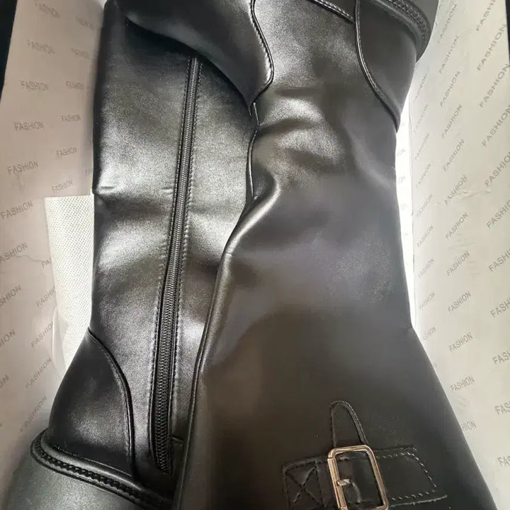 [BUNJANG] Black Leather Boots / 롱부츠