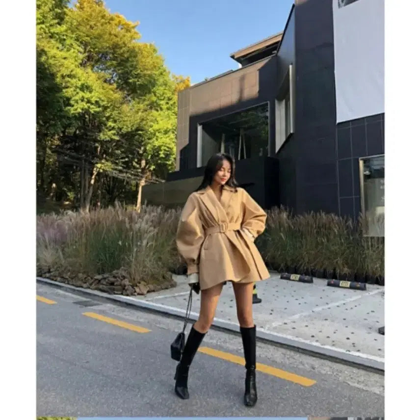 [BUNJANG] A-line Wool Coat - Beige / 아방핏 울코트 베이지