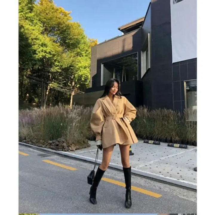 [BUNJANG] A-line Wool Coat - Beige / 아방핏 울코트 베이지