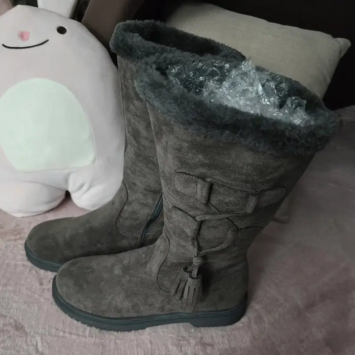 [BUNJANG] Suede Medium Boots Gray Women's / 스웨이드 미디엄 부츠 그레이 여성용