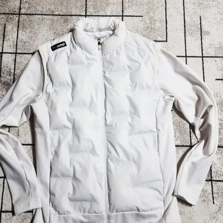 [BUNJANG] Hummel Hybrid Padded Vest White / 험멜 하이브리드 패딩 조끼 집업 런닝 축구 골프 화이트 사이즈 L~XL
