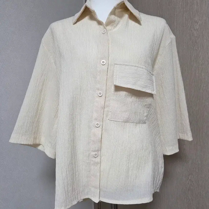 [BUNJANG] Loose Fit Pocket Short Sleeve Shirt Ivory / 루즈핏 포켓 반팔 셔츠 아이보리