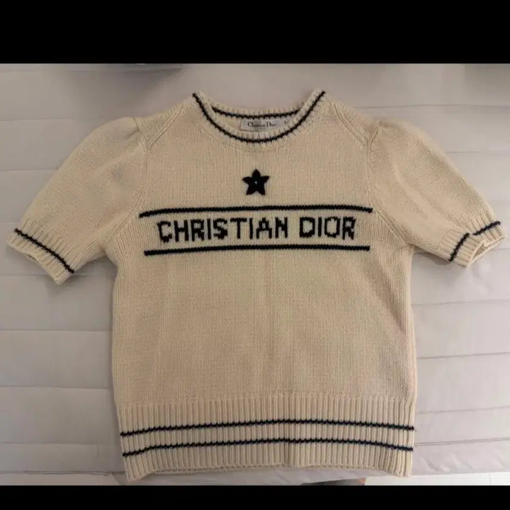 [BUNJANG] Christian Dior Star Knit Ivory Short Sleeve / 크리스찬 디올 반팔 별니트 아이보리