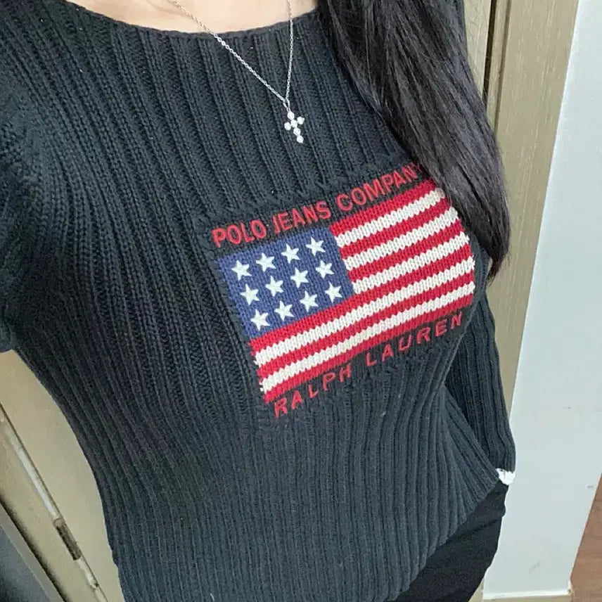 [BUNJANG] Polo Ralph Lauren US Flag Knit Sweater / (정품 최저가 정리) 폴로 랄프로렌 성조기 니트