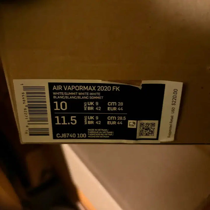 [BUNJANG] Nike Air VaporMax 2020 Flyknit Summit White US 10 / 나이키 에어 베이퍼맥스 2020 플라이니트 서밋화이트 280