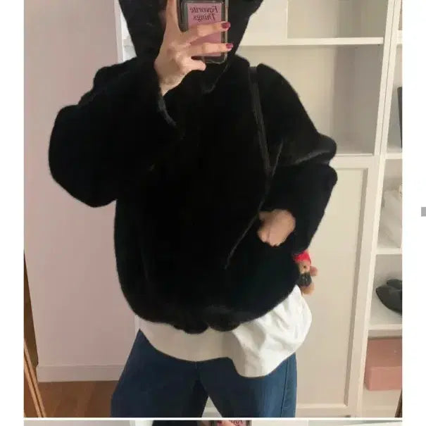 [BUNJANG] Senz Market Pony Hooded Fur Jacket / 센즈마켓 포니 후드 퍼 자켓 팝니다