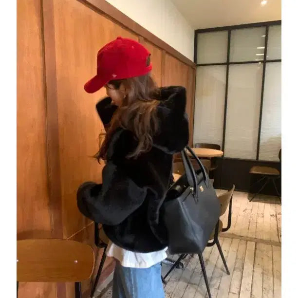 [BUNJANG] Senz Market Pony Hooded Fur Jacket / 센즈마켓 포니 후드 퍼 자켓 팝니다
