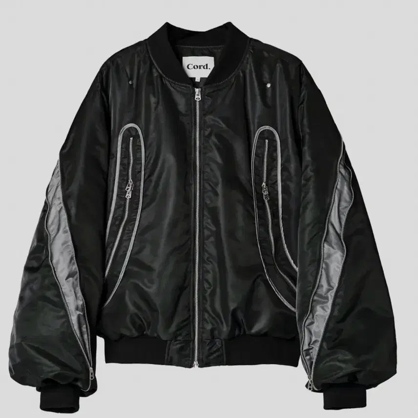 [BUNJANG] CORD Curved Zipper Down Bomber Jacket / 코드 커브드 지퍼다운 봄버