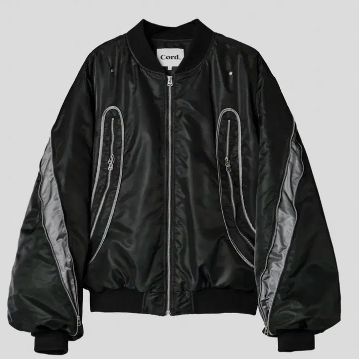 [BUNJANG] CORD Curved Zipper Down Bomber Jacket / 코드 커브드 지퍼다운 봄버