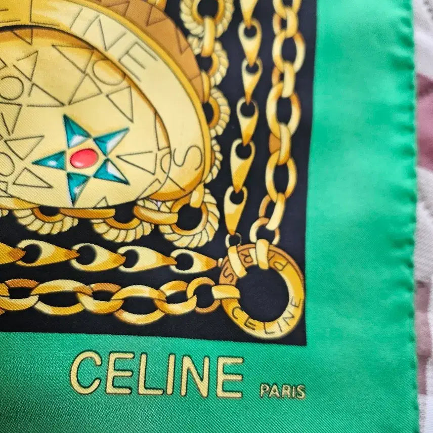 [BUNJANG] Celine Silk Scarf / 셀린느 실크 스카프 블루/그린 실크