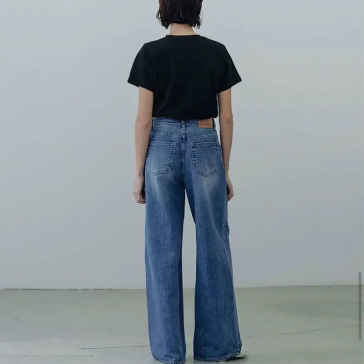 [BUNJANG] Blue Brick String Wide Denim (Middle Blue) / 새)블루브릭 String wide denim (middle blue)