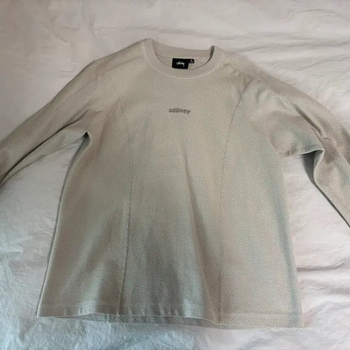 [BUNJANG] Stussy Wave Jersey Crew Bone Ivory S / 스투시 웨이브 저지 크루 본 L/S