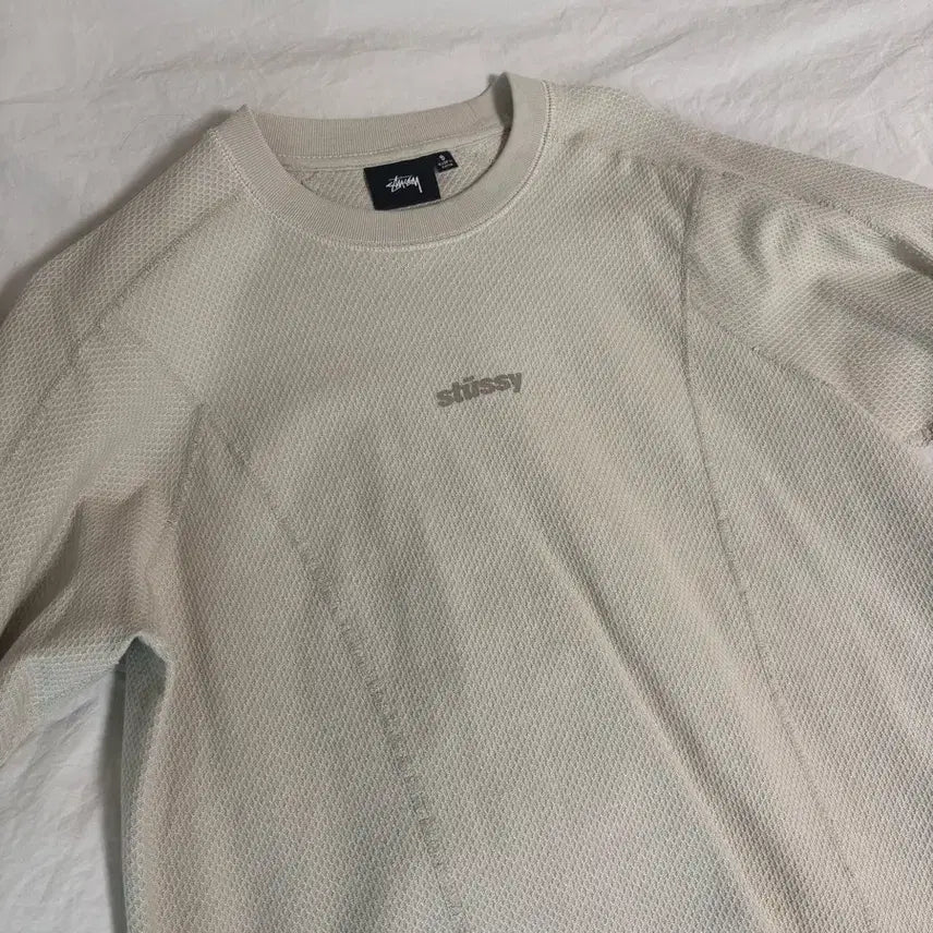 [BUNJANG] Stussy Wave Jersey Crew Bone Ivory S / 스투시 웨이브 저지 크루 본 L/S