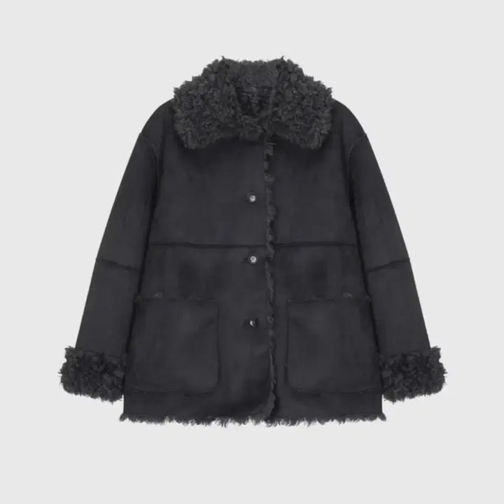 [BUNJANG] Monoha Reversible Fluffy Fur Coat Dark Gray / 모노하 리버시블 플러피 퍼 코트 다크그레이(퍼 자켓 겸 무스탕)(오늘만)