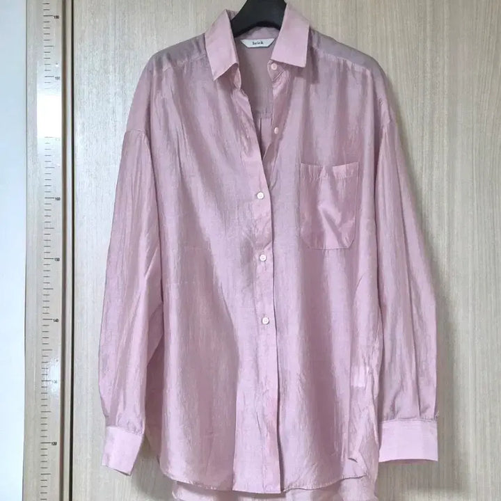 [BUNJANG] Brick Pink Shirt Blouse / brick 핑크 셔츠 블라우스 레이온 혼방 은은한 시스루 시어서커