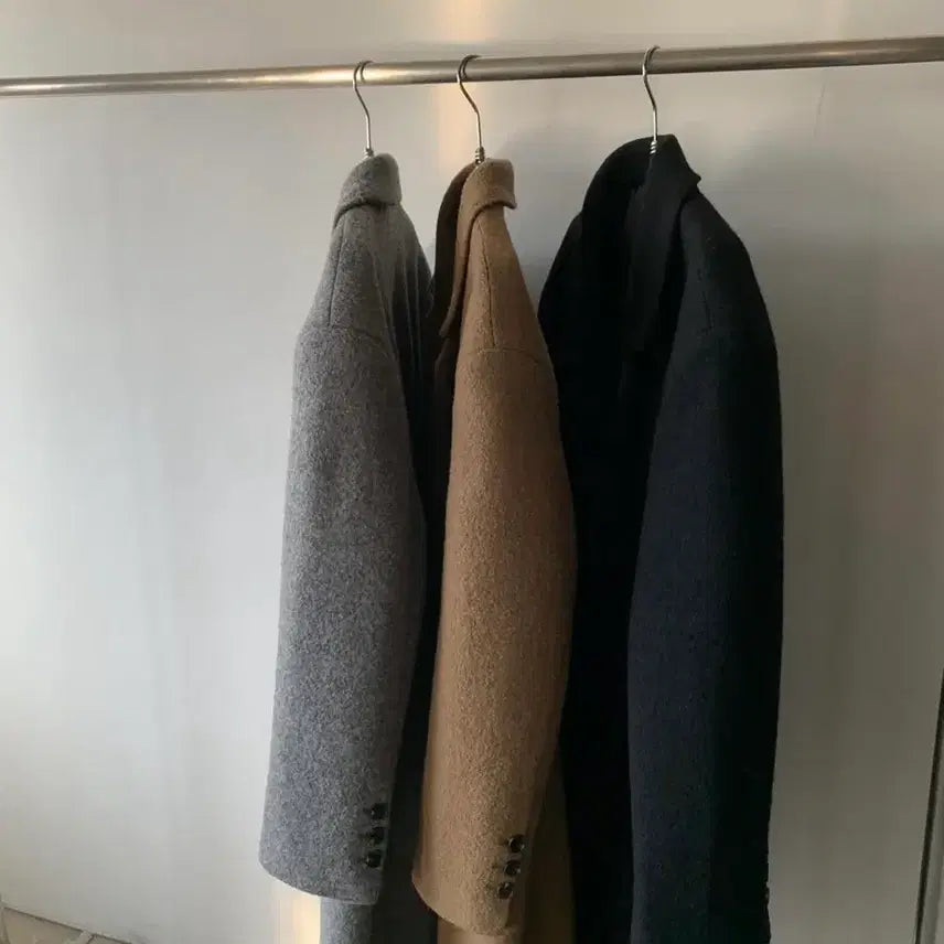 [BUNJANG] Maxi Wool 100% Terry Color Block Oversized Winter Long Coat / 맥시 울 100% 테리 배색포인트 오버핏 한겨울 롱코트 그레이 새상품