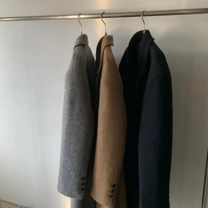 [BUNJANG] Maxi Wool 100% Terry Color Block Oversized Winter Long Coat / 맥시 울 100% 테리 배색포인트 오버핏 한겨울 롱코트 그레이 새상품