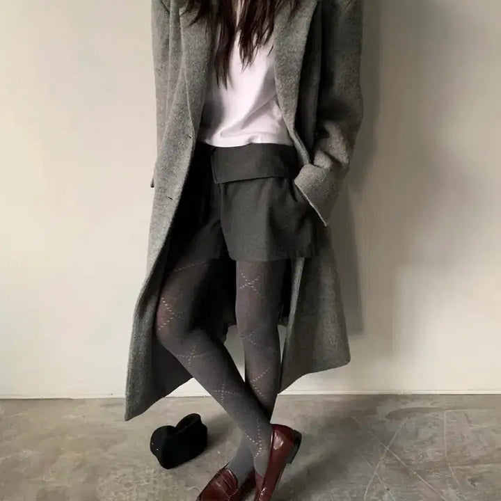 [BUNJANG] Maxi Wool 100% Terry Color Block Oversized Winter Long Coat / 맥시 울 100% 테리 배색포인트 오버핏 한겨울 롱코트 그레이 새상품