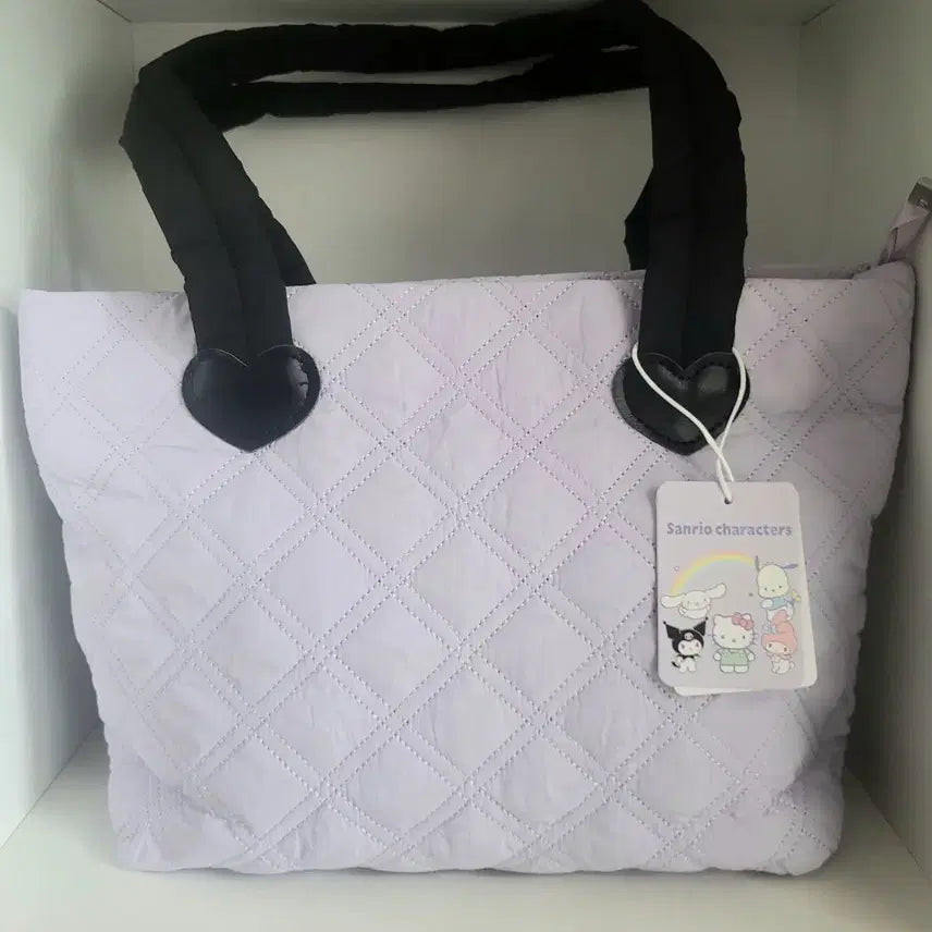 [SOLD OUT] 산리오 쿠로미 퀼팅 토트백 라벤더 새상품