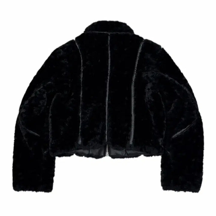 [BUNJANG] Insilence Woman Faux Fur Jacket Black M / 인사일런스 우먼 레더 바인딩 포우 퍼 자켓 점퍼 블랙 M