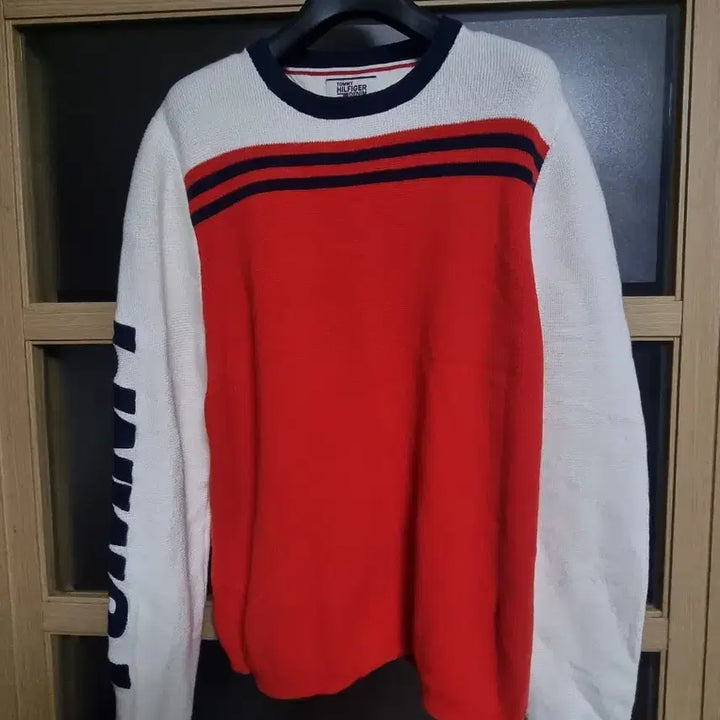 [BUNJANG] Tommy Hilfiger Red/White Knit Sweater / 타미힐피거 레드/화이트 니트 스웨터 m