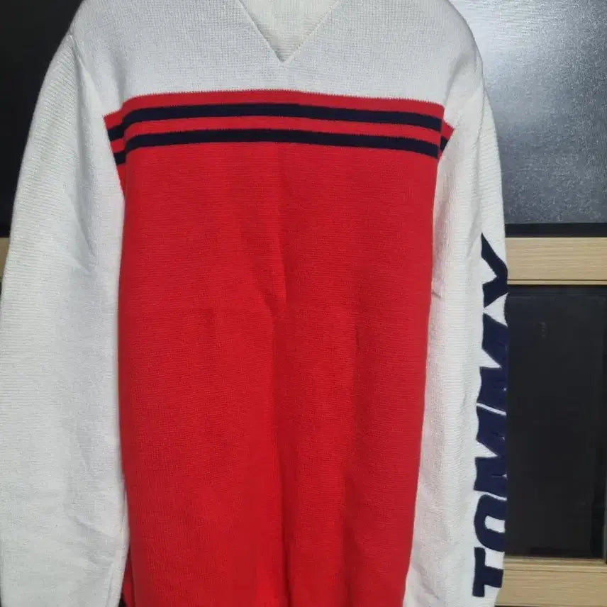 [BUNJANG] Tommy Hilfiger Red/White Knit Sweater / 타미힐피거 레드/화이트 니트 스웨터 m