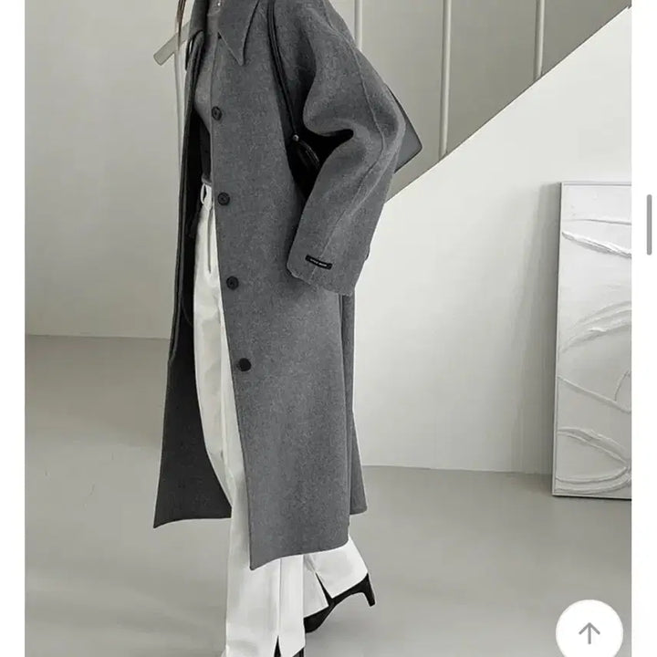 [BUNJANG] Handmade Grey Long Coat / 핸드메이드 그레이 롱코트