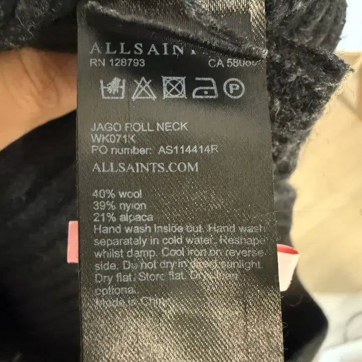 [BUNJANG] AllSaints Jago Roll Neck Charcoal Knit Sweater / 올세인츠 jago roll neck 차콜 니트