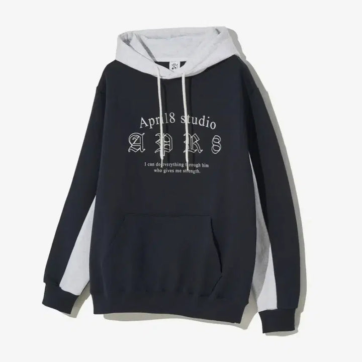 [BUNJANG] April18 Studio Navy Colorblock Hoodie (M) / April18 studio 네이비 배색 후드티