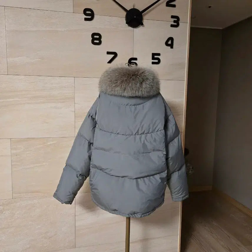 [BUNJANG] sjsj Gray Fox Fur Goose Down Padded Jacket / [55] sjsj 에스제이에스제이 폭스퍼 구스 패딩