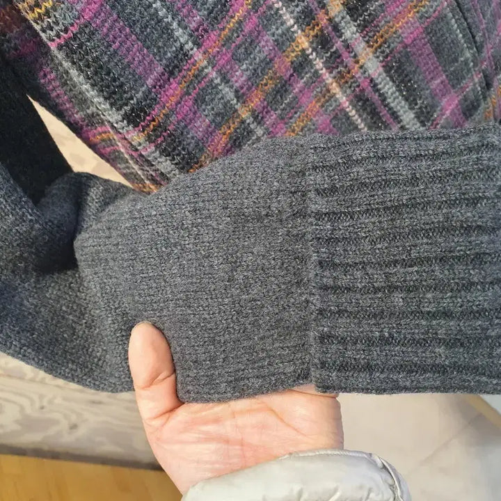 [BUNJANG] PAT Wool Blend Check Knit Zip Jacket (77-88) / PAT 정품 / 여성 울 91% 체크 니트 집업 자켓 (77~88)