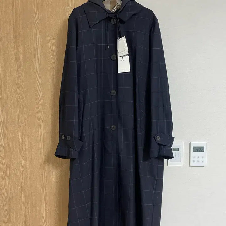 [BUNJANG] Sandro Navy Check Trench Coat / 산드로 네이비 체크 트렌치 (택O/새상품급)