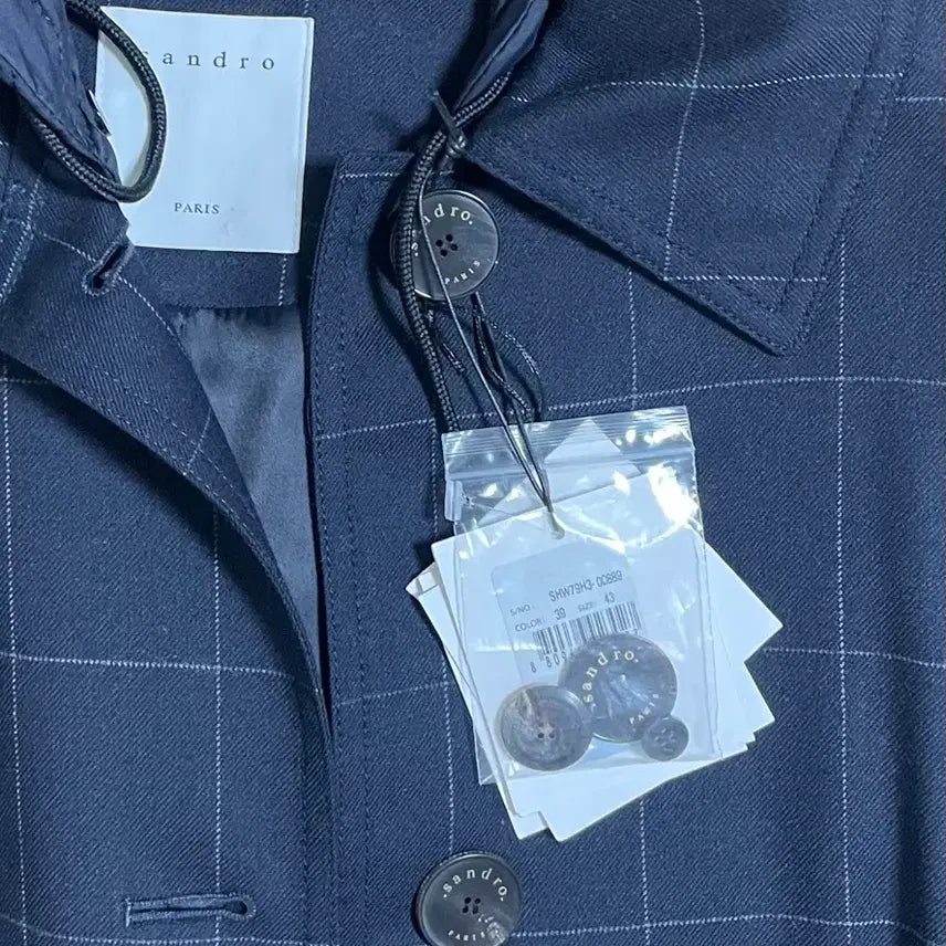 [BUNJANG] Sandro Navy Check Trench Coat / 산드로 네이비 체크 트렌치 (택O/새상품급)