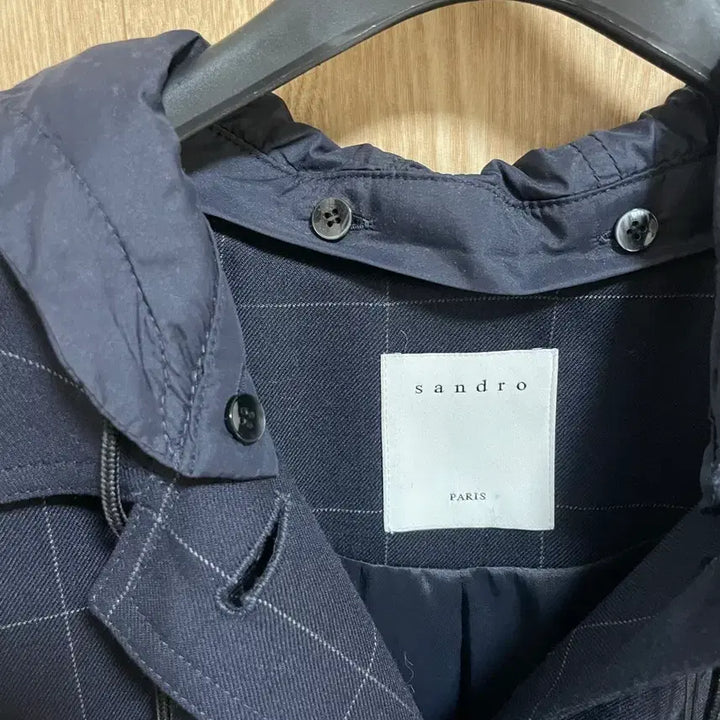 [BUNJANG] Sandro Navy Check Trench Coat / 산드로 네이비 체크 트렌치 (택O/새상품급)