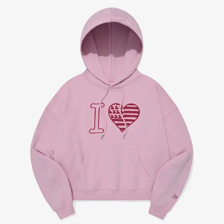 [BUNJANG] Kirsh Crop Hoodie [Pink] / 무신사 아이러브 키르시 후드 핑크