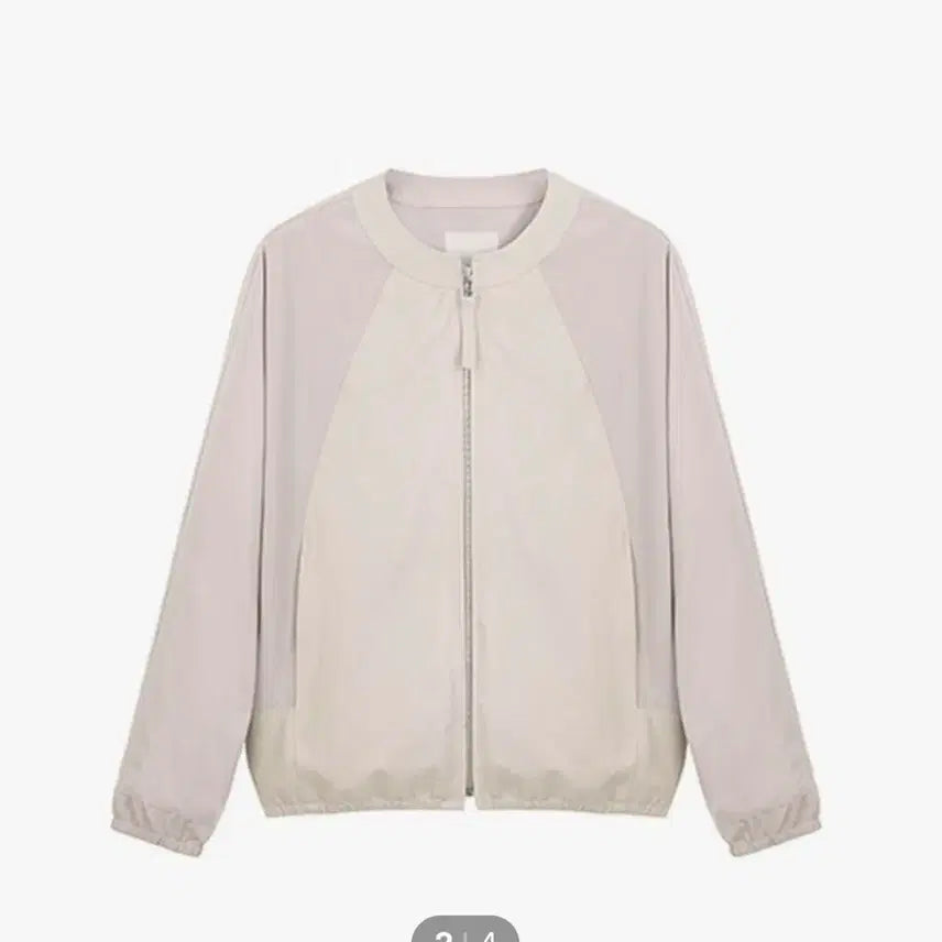 [BUNJANG] Unused Ivory Color Block Bomber Jacket / 배색 여성 봄버 자켓 아이보리55 ㅡ미사용 가볍.