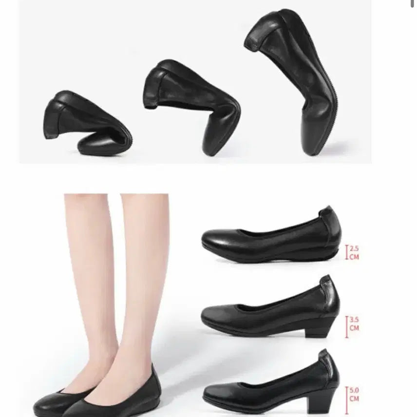 [BUNJANG] Generic 5cm Flat Pumps Shoes / 펌프스 면접구두 5cm 구두 승무원 구두 가죽 플랫 편한구두 230