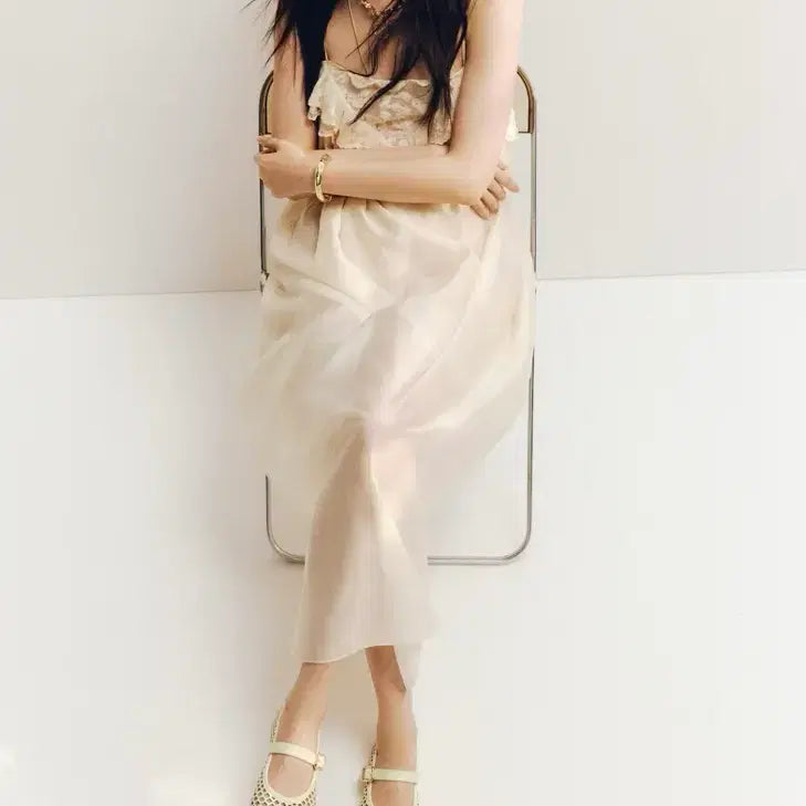 [BUNJANG] H&M Mesh Strap Flat Shoes Light Beige / 39사이즈 H&M 메쉬 스트랩 플랫슈즈 라이트 베이지