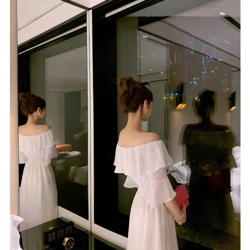 [BUNJANG] Mins Shop Off-Shoulder Ruffle Dress / (민스샵) 오프숄더 원피스