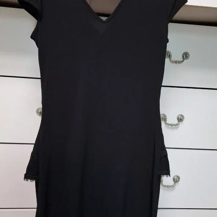 [BUNJANG] Black Ribbon Belt Mini Dress (Size 77) / 77사이즈 키작으신분 추천드립니다 블랙 리본 벨트 미니 원피스