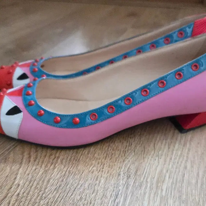 [BUNJANG] Fendi Monster Eyes Studded Leather Ballet Flats / 펜디 몬스터 아이즈 스터드 가죽 발레 플랫 36
