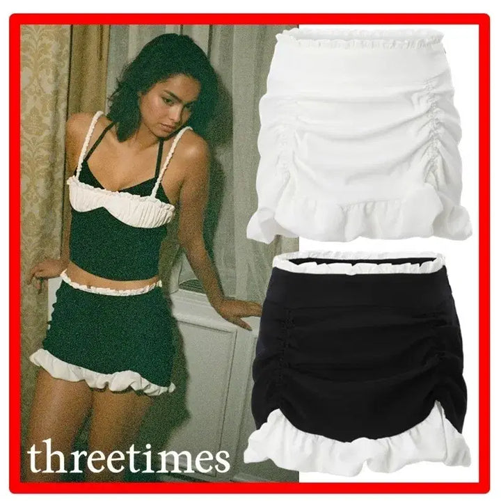 [BUNJANG] Threetimes Bubbling Skirt Black M / 쓰리타임즈 버블링 스커트 블랙 M 택 O 착샷O