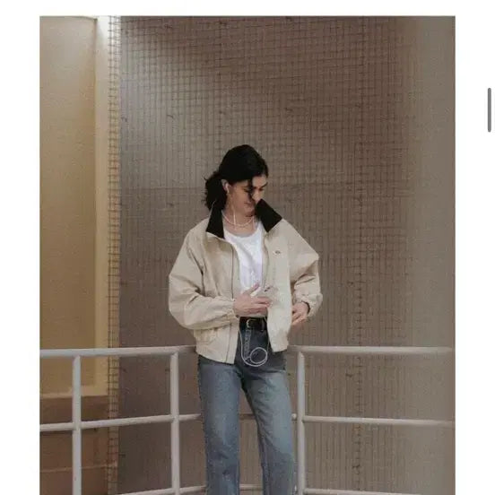 [BUNJANG] TILLIDIE High Neck Bomber Jacket Beige / TILLIDIE  틸아이다이 하이넥 봄버 자켓 베이지